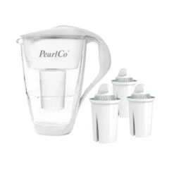 Glas-Wasserfilter Weiß Inkl. 3 Universal Filterkartuschen