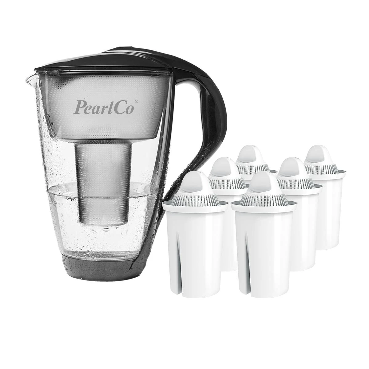 Glas-Wasserfilter Schwarz Inkl. 6 Universal Filterkartuschen 5 Glas-Wasserfilter Schwarz Inkl. 6 Universal Filterkartuschen – Bild 5